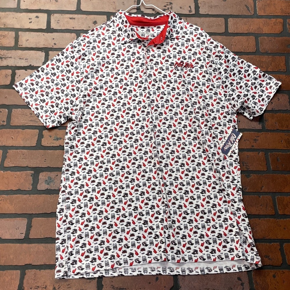 Old Row White Coolers Southern Lifestyle Pattern Polo Golf Shirt NWT
